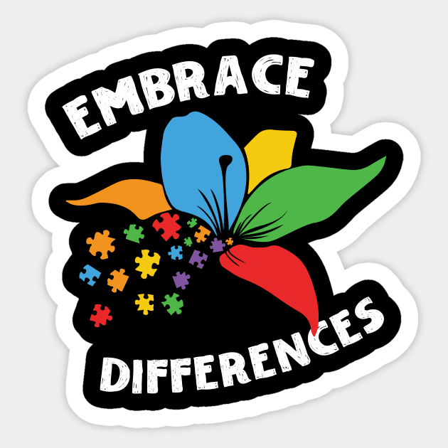 Embrace Differences Autism Awareness Sticker by Teewyld